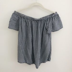 Gingham off the should blouse